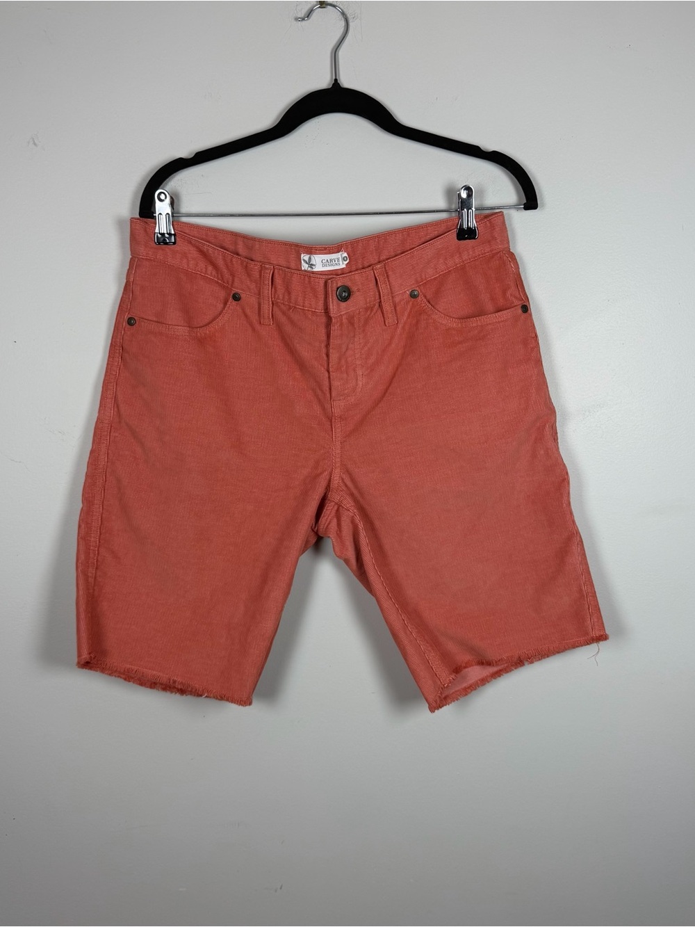 Carve Designs Oahu Shorts 10" Orange Coral Size 8 Cut Off Corduroy